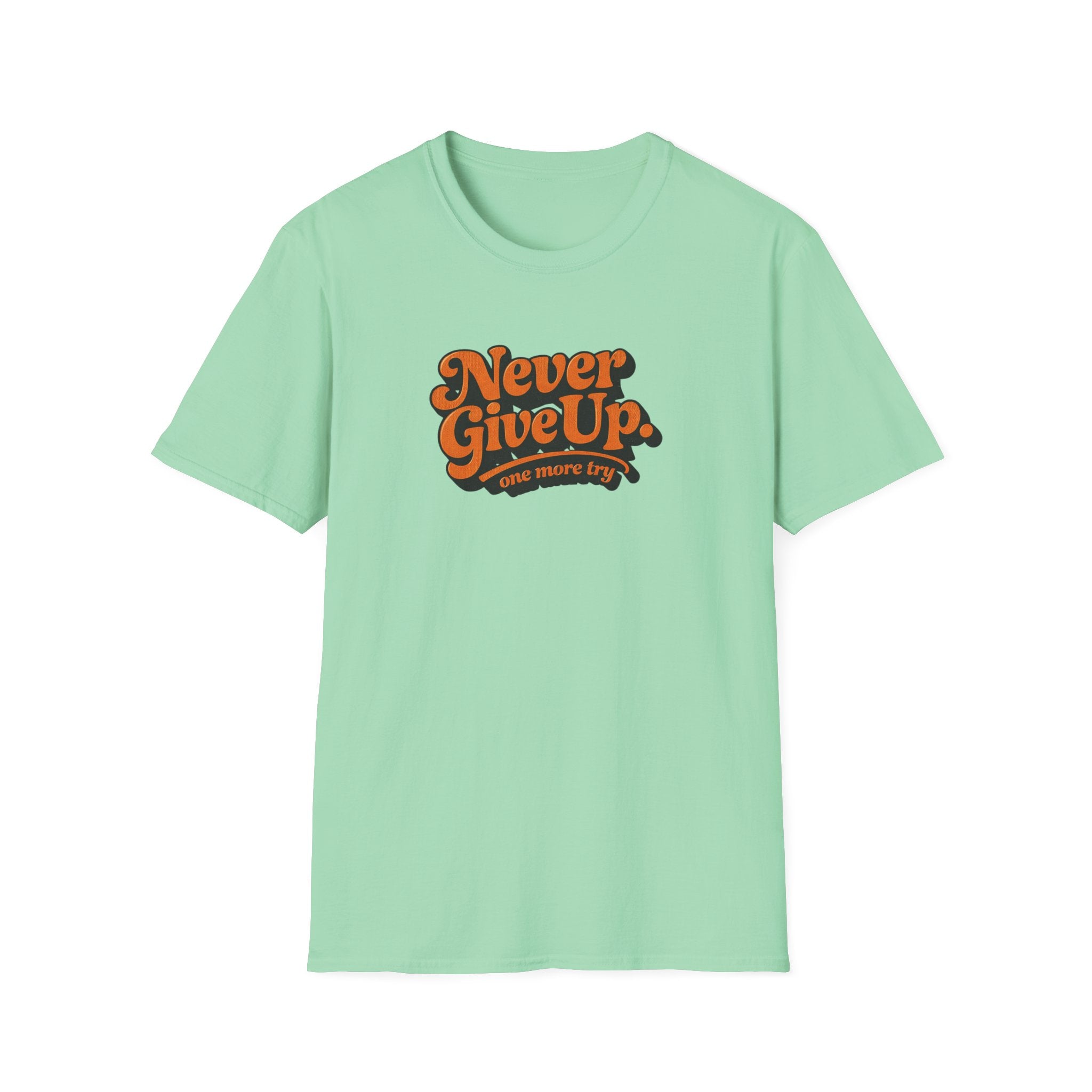 Never Give Up Retro Typhography T-Shirt