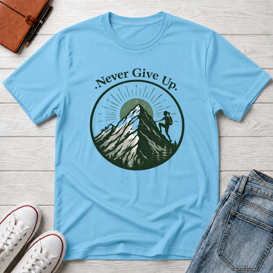 Never Give Up Mountain Graphic T-Shirt
