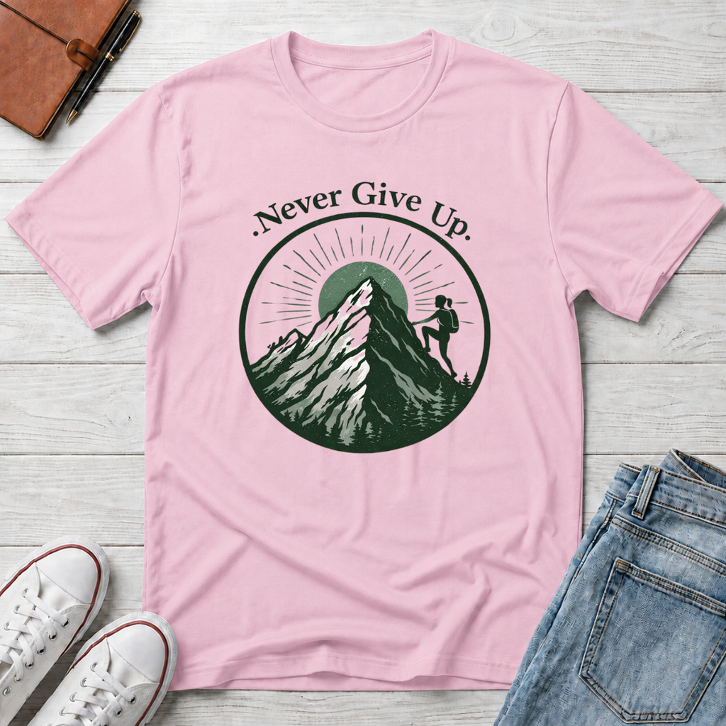 Never Give Up Mountain Graphic T-Shirt
