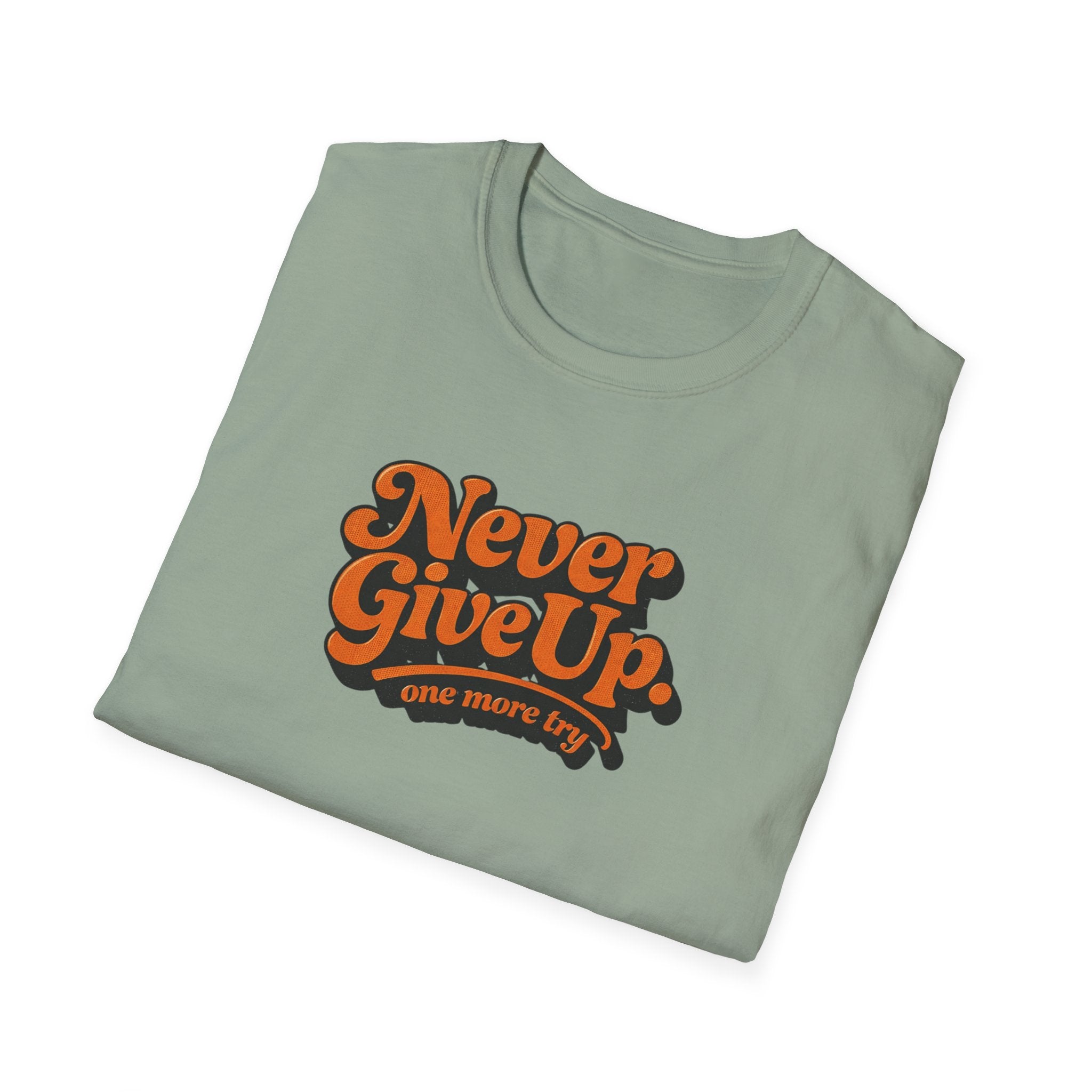Never Give Up Retro Typhography T-Shirt