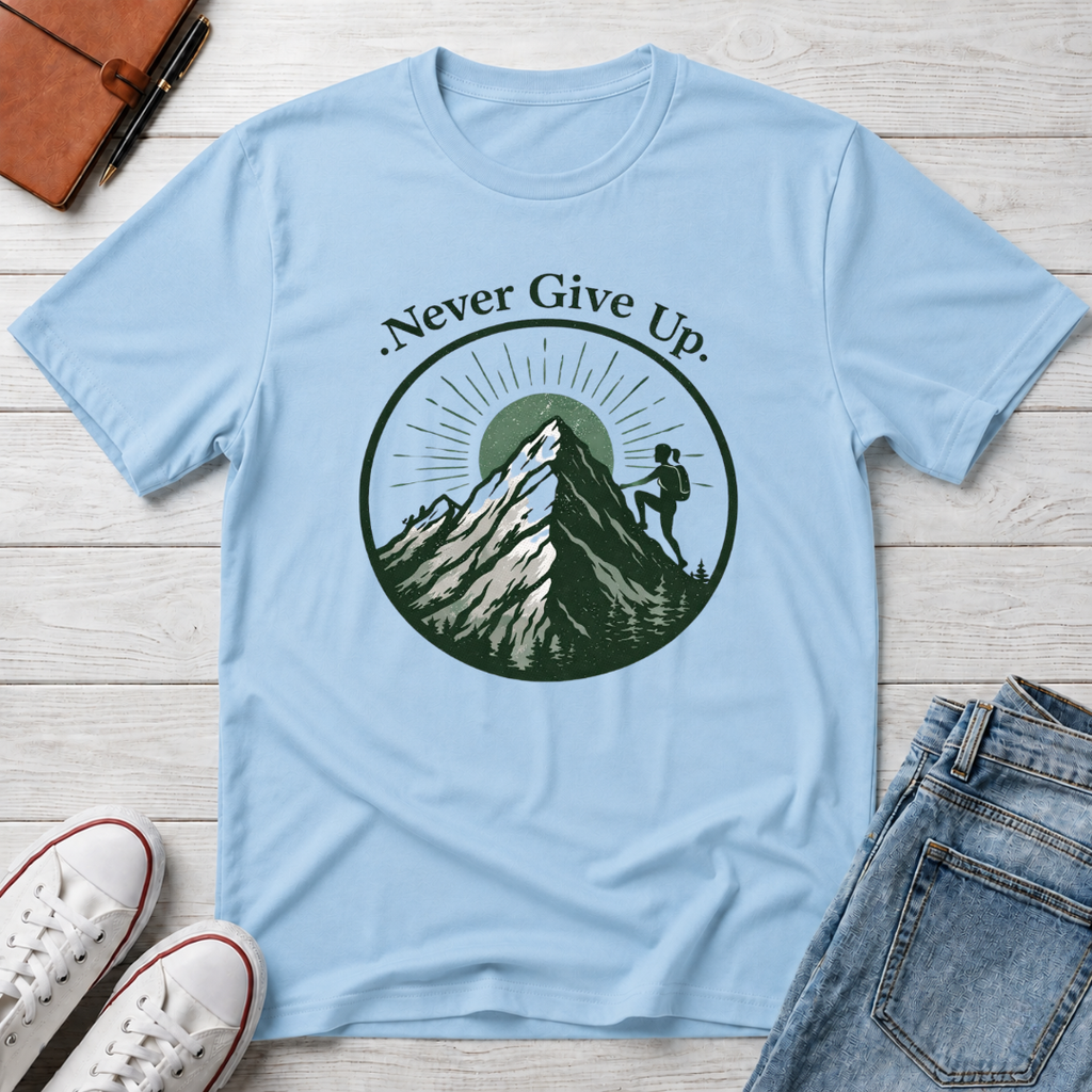 Never Give Up Mountain Graphic T-Shirt
