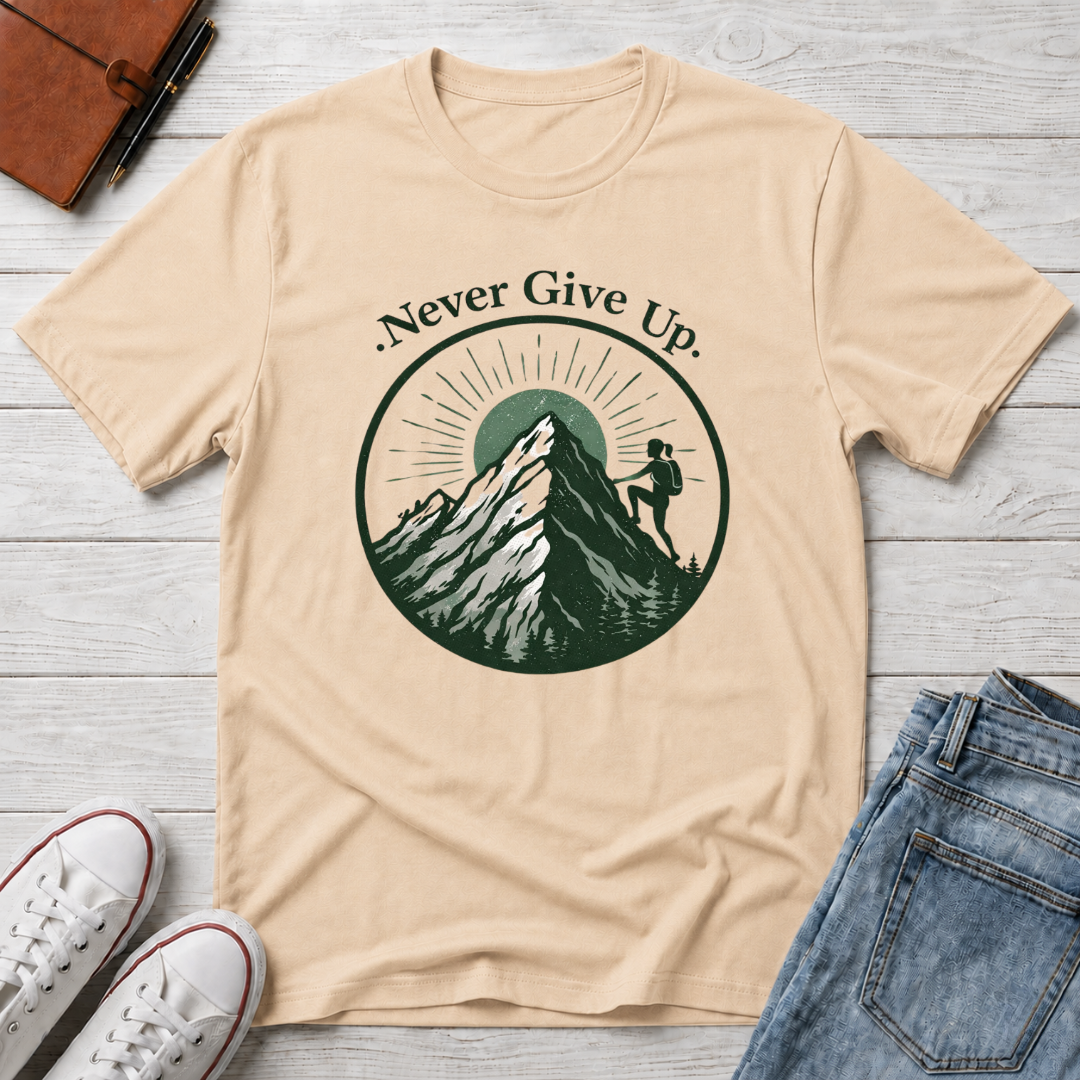 Never Give Up Mountain Graphic T-Shirt