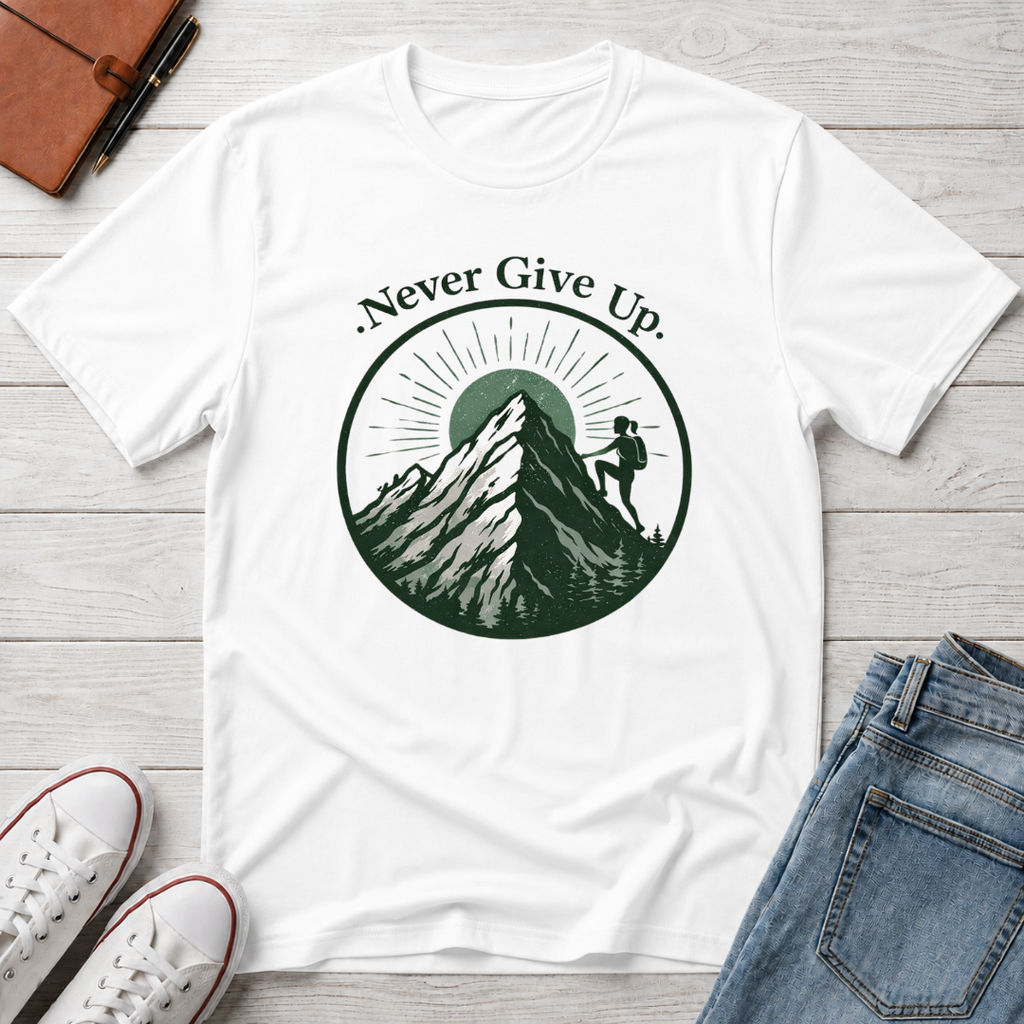 Never Give Up Mountain Graphic T-Shirt